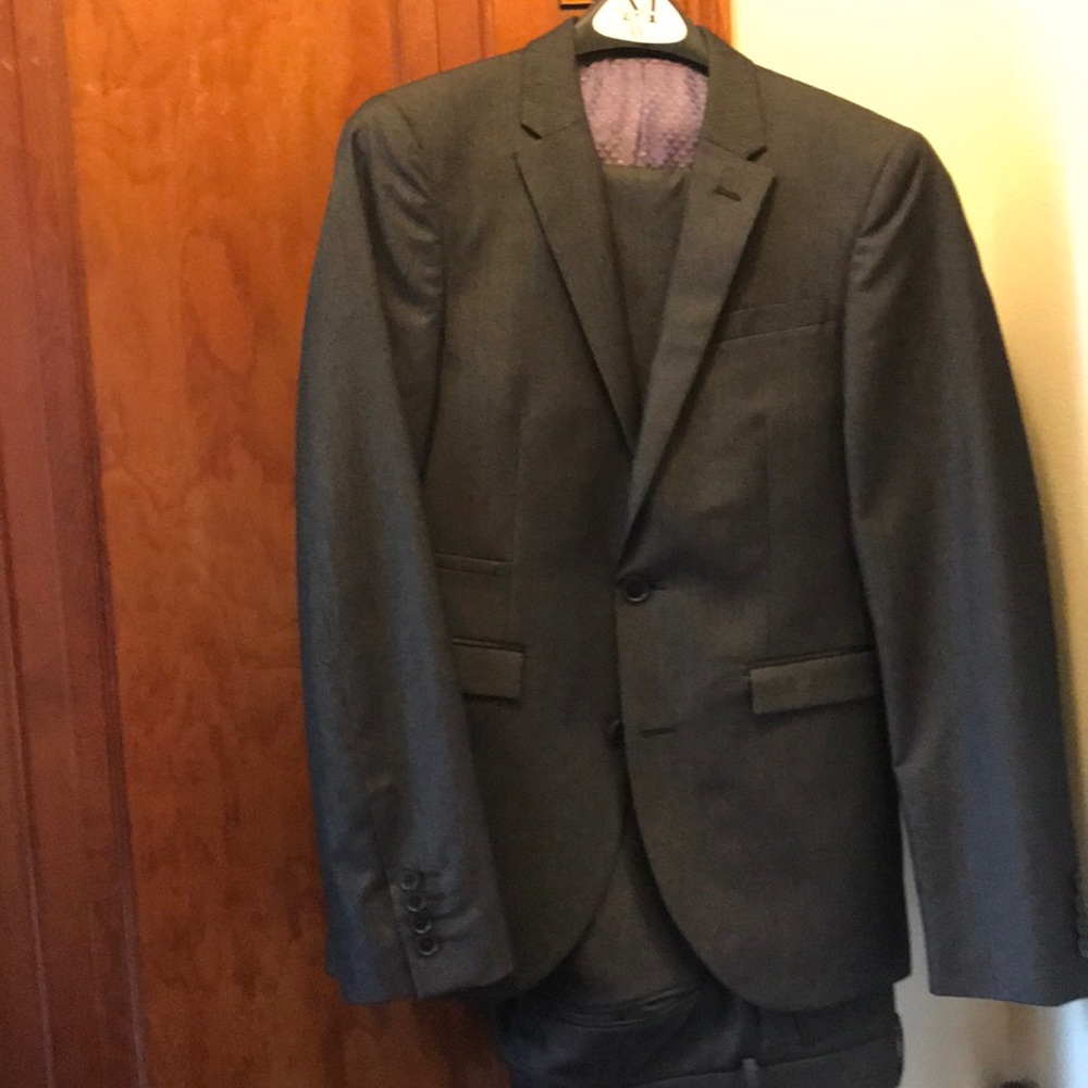 Men’s Wearhouse grey pinstriped suit